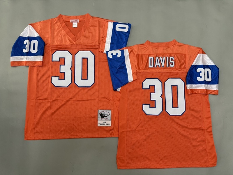 Men 2025 Denver Broncos #30 Davis orange Throwback Limited NFL Jersey style 001->denver broncos->NFL Jersey